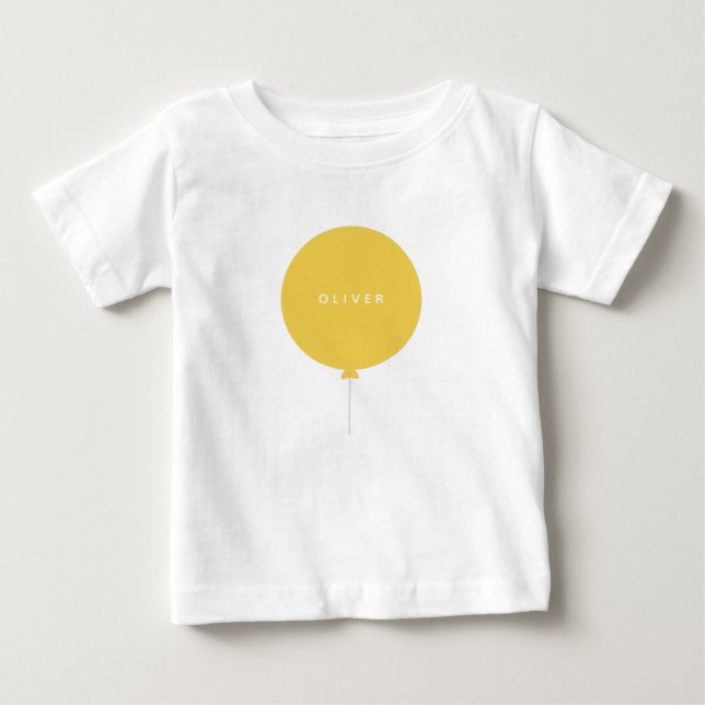 Modern Balloon | Sunshine Yellow Happy Cute Name Baby T-Shirt (Front)