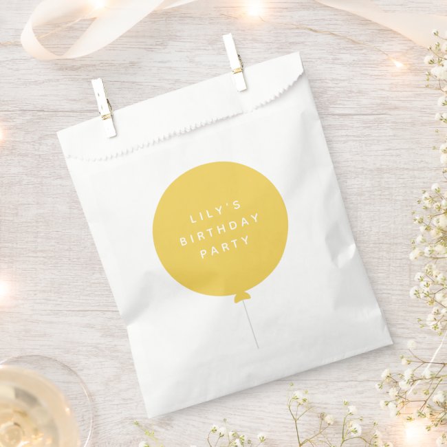 Modern Balloon | Yellow Kids Birthday Party Favor Bag