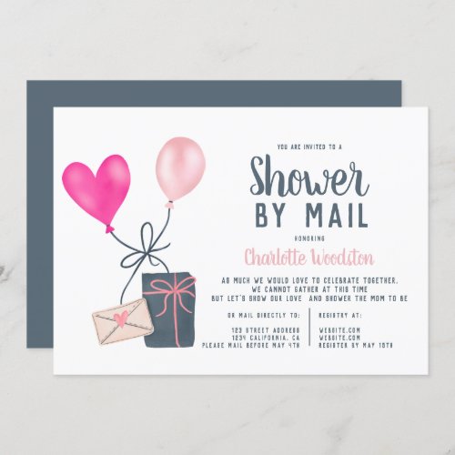 modern balloons illustration baby shower by mail invitation