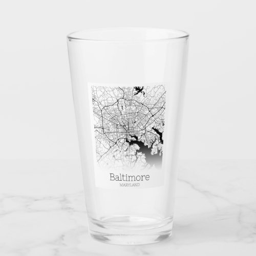 Modern Baltimore City Map Glass