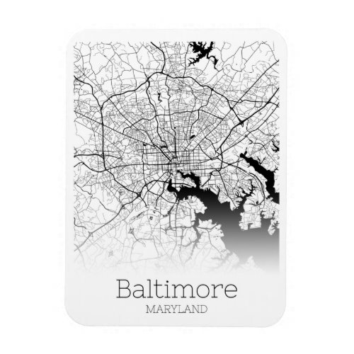 Modern Baltimore City Map Magnet
