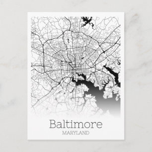 Modern Baltimore City Map Postcard
