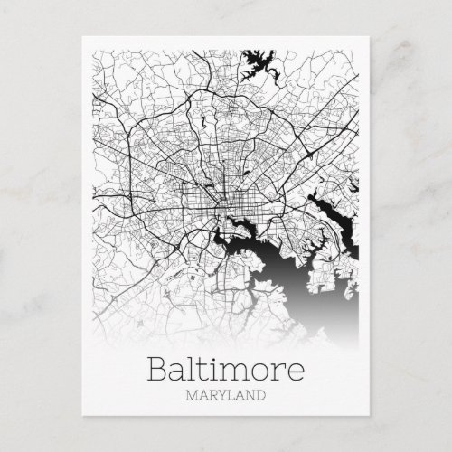 Modern Baltimore City Map Postcard