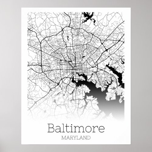 Modern Baltimore City Map Poster