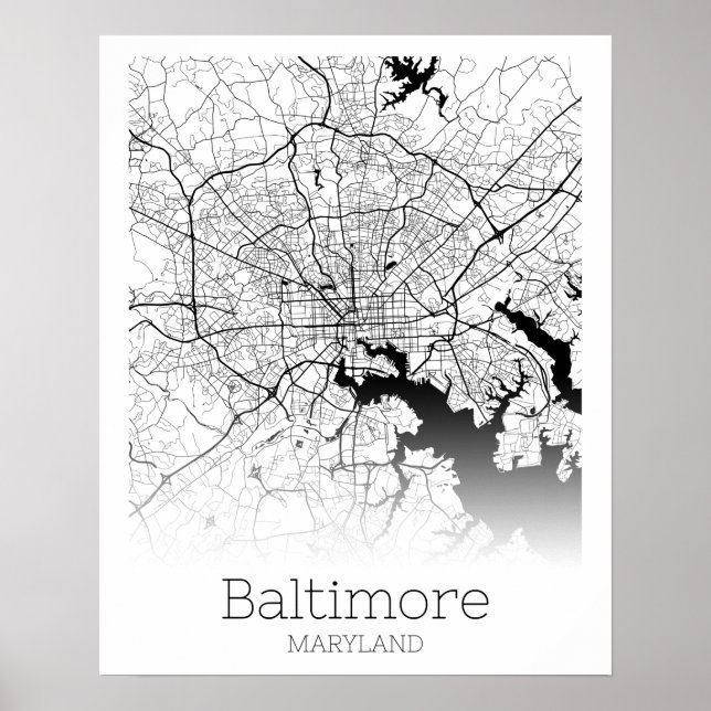 Modern Baltimore City Map Poster (Front)