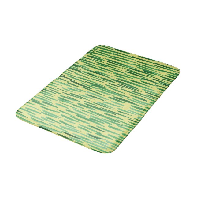 Modern Bamboo Pattern Tiki Vibe Green  Bath Mat (Angled)