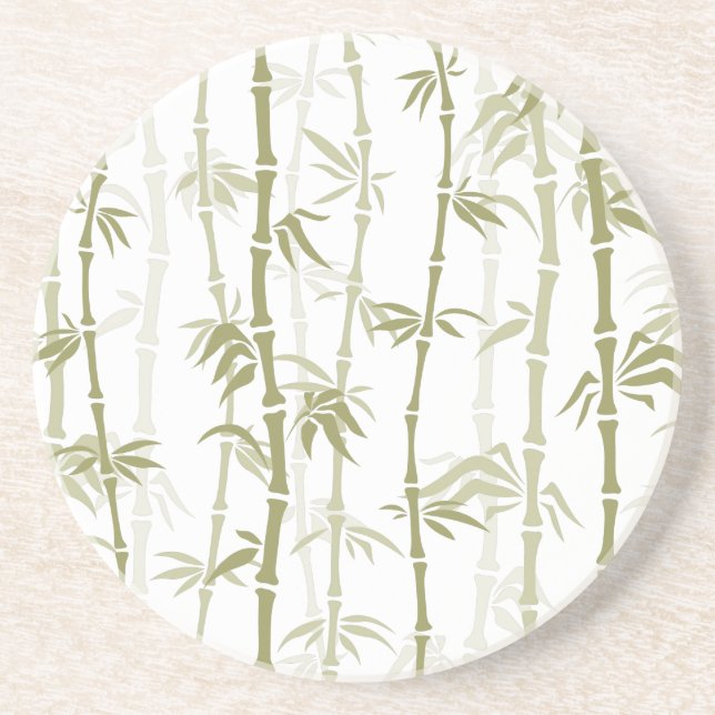 Modern Bamboo Trees Sandstone Coaster (Front)