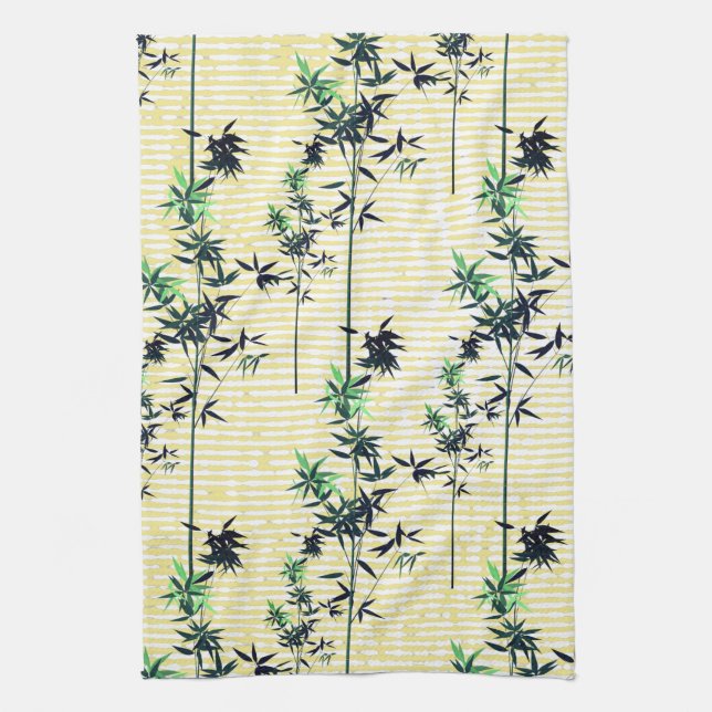Modern Bamboo & Yellow Kitchen Towel (Vertical)