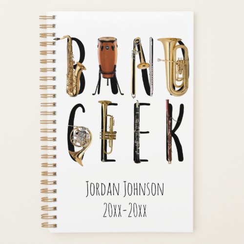 Modern Band Geek Musical Instrument Your Own Name Planner