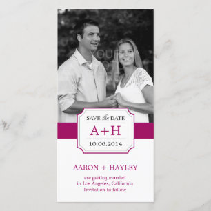 Modern Band Save The Date Photo Card - Fuchsia