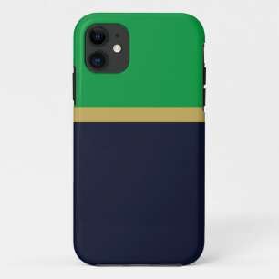 Modern Banded Navy Blue Green Color Block iPhone 11 Case