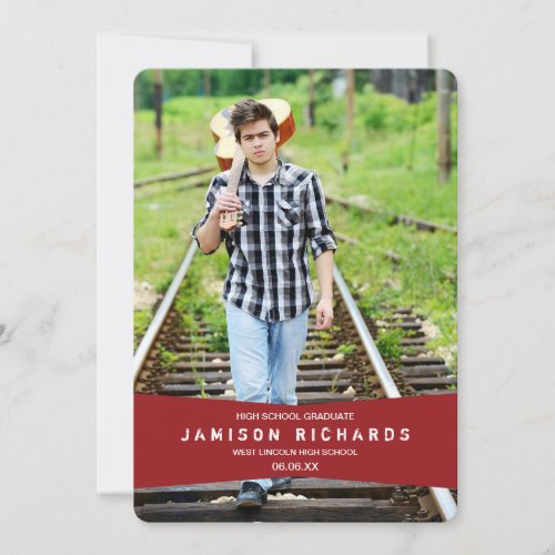 Modern Banner Grad Party Invitation / Red