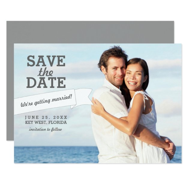 Modern Banner Save The Date Wedding Photo Card