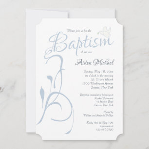 Modern Baptism Blue Invitation
