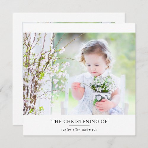 Modern Baptism Christening  Photo Thank You Card