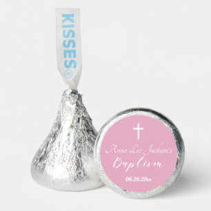 Modern Baptism Christening White Cross Dusty Pink Hershey®'s Kisses®