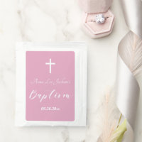 Modern Baptism Christening White Cross Dusty Pink