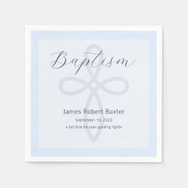 Modern Baptism Cross Blue Prayer Napkins