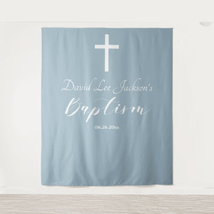 Modern Baptism Dusty Blue Welcome Backdrop