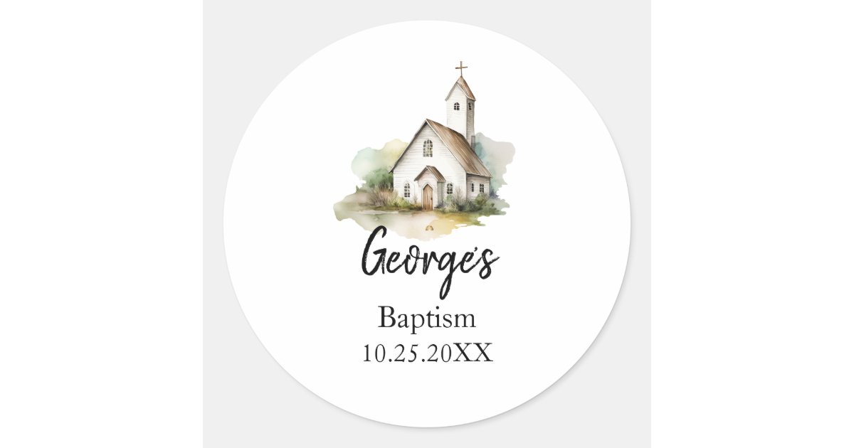Modern Baptism Favor Sticker | Zazzle