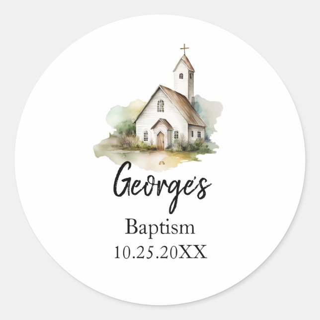 Modern Baptism Favor Sticker  (Front)