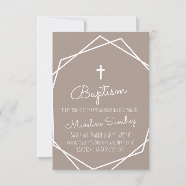 Modern Baptism Framed Baby Dedication Invitation (Front)