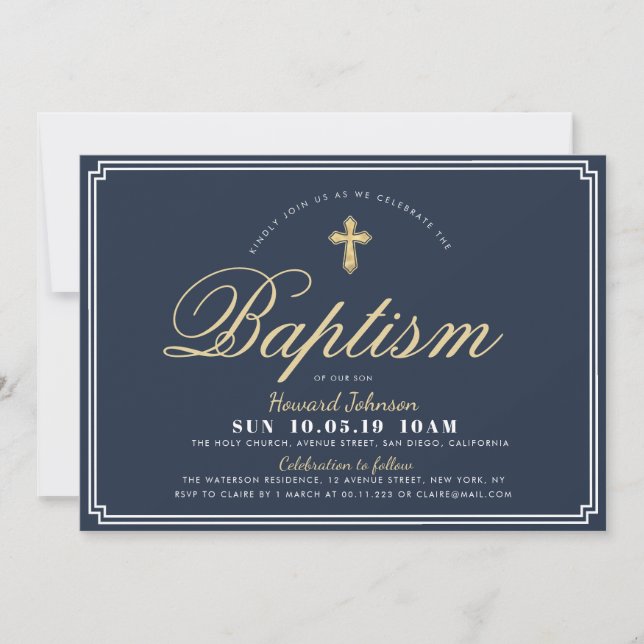 modern baptism invitation card (Front)