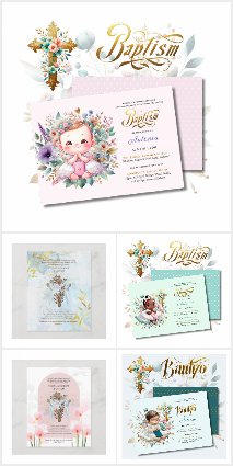 Modern Baptism Invites and Cards