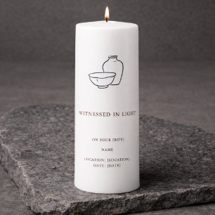 Modern Baptism Keepsake Pillar Candle