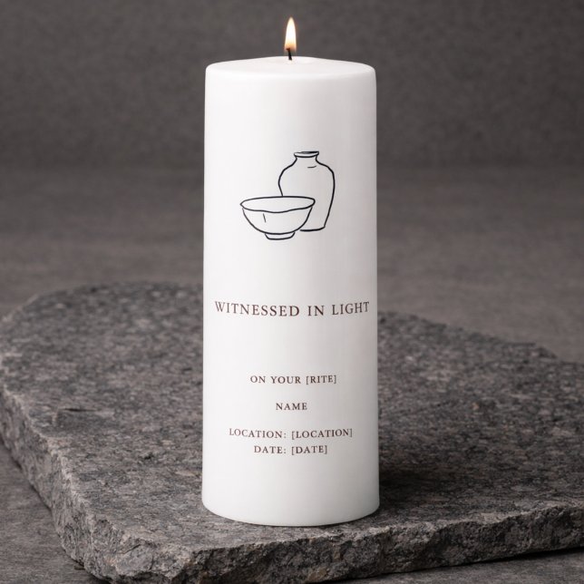 Modern Baptism Keepsake  Pillar Candle (Christening Candle)