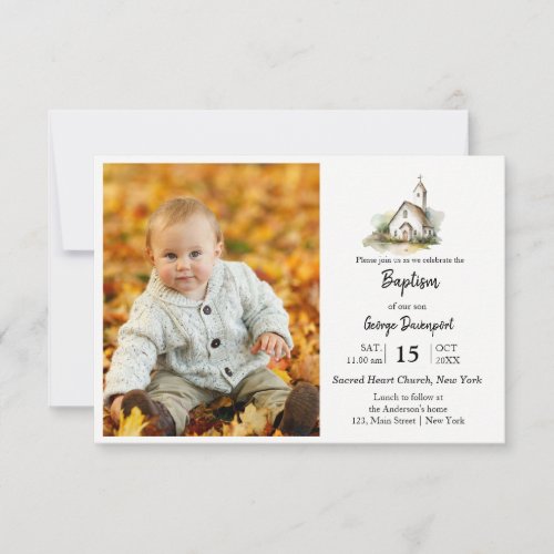 Modern Baptism Religious event custom photo Invitation