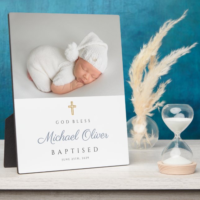 Modern Baptized Photo Keepsake Plaque (Side)