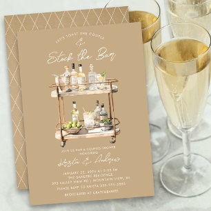 Modern Bar Cart Couples Shower Invitation