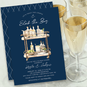 Modern Bar Cart Couples Shower Invitation