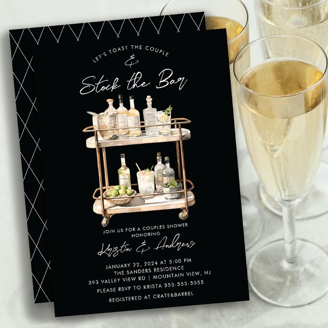 Modern Bar Cart Couples Shower  Invitation (Creator Uploaded)