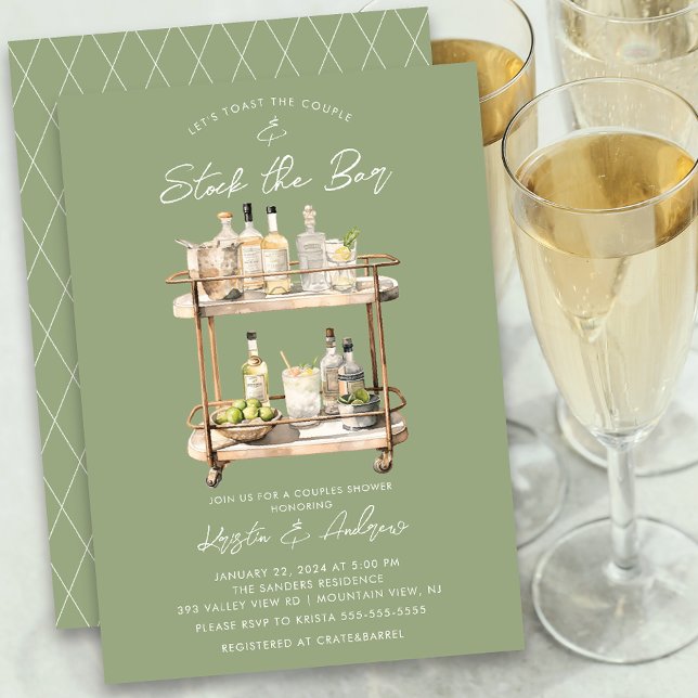 Modern Bar Cart Couples Shower  Invitation (Creator Uploaded)