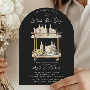 Modern Bar Cart Couples Shower Invitation