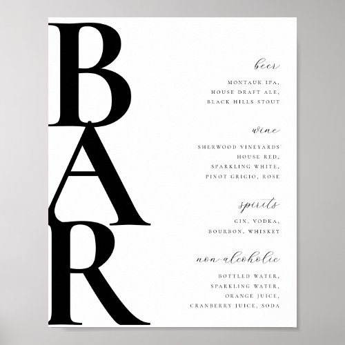 Modern Bar Menu List Poster