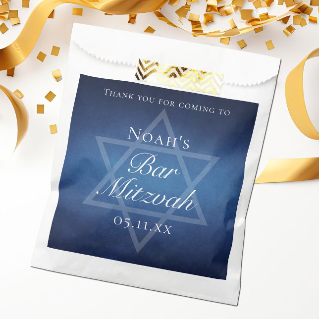 Modern Bar Mitzvah Blue Star of David Custom Party Favor Bag (Creator Uploaded)