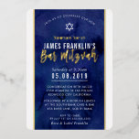 MODERN BAR MITZVAH blue watercolor gold writing Foil Invitation<br><div class="desc">by kat massard >>> kat@simplysweetPAPERIE.com <<< A trendy invitation design for your child's BAR MITZVAH with real shiny foil elements Setup as a template it is simple for you to add your own details, or hit the customise button and you can add or change text, fonts, sizes etc TIP ::...</div>