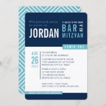 MODERN BAR MITZVAH cool bold block navy aqua blue Invitation<br><div class="desc">by kat massard > WWW.SIMPLYSWEETPAPERIE.com Love the design, but would like to see some changes - another color scheme, product, add a photo or adapted for a different occasion - no worries simply contact me - I am happy to help! - - - - - - - - - -...</div>
