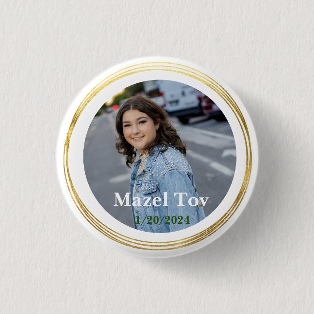 Modern Bar Mitzvah f 13th Birthday Celebration  Button (Front)
