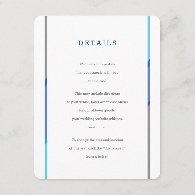 Modern Bar Mitzvah Invitation Insert | Blue + Teal (Front)
