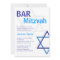 Modern Bar Mitzvah Invitiation- Blue & White