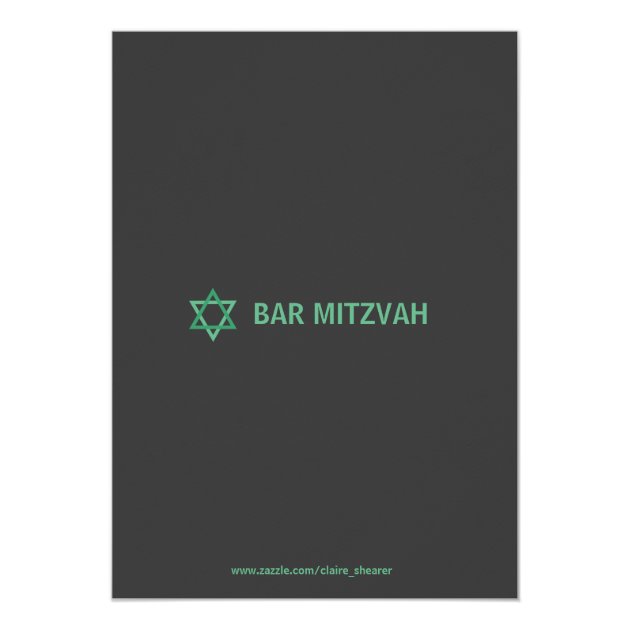 Modern Bar Mitzvah Invitiation- Green & Grey Invitation