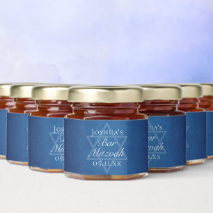 Modern Bar Mitzvah Party Custom Star of David Honey Jar Favors
