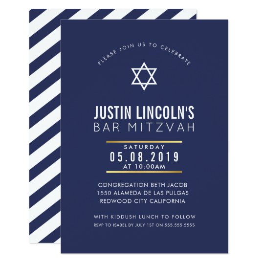 MODERN BAR MITZVAH party plain bold minimal navy Invitation | Zazzle.com
