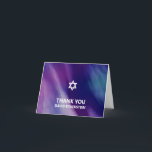 Modern Bar Mitzvah Purple Blue Thank You Card<br><div class="desc">Beautiful religious Jewish Bar Mitzvah thank you cards. Modern yet elegant watercolor design in navy blue, purple colors. White Star of David in middle Modern script letters. 'Is called to the TORAH as a Bar Mitzvah'. Prefect for 13 year old son, boy. Easy to edit - just add your information...</div>