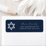 Modern Bar Mitzvah Return Address Label<br><div class="desc">Dress up your envelopes for your Bar Mitzvah party invites with our stylish Star of David return address label set on a navy blue background.  Matching invitations & stickers available in our shop</div>