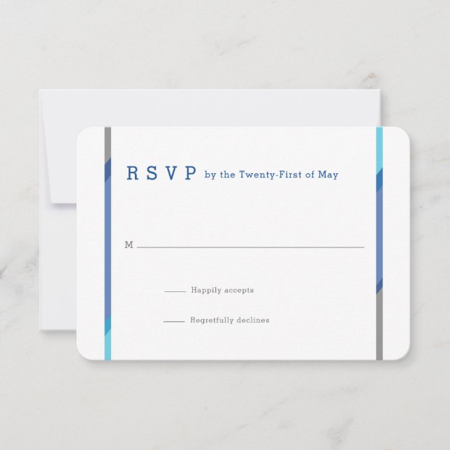 Modern Bar Mitzvah RSVP Cards | Blue + Teal (Front)